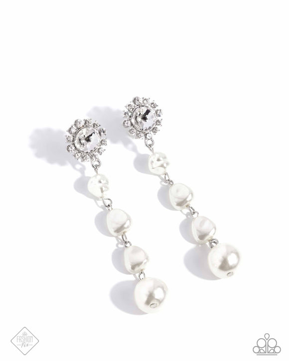 Modish Motif - White Earrings