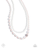 Radiant Range -White Pearl  Necklace Pink stones