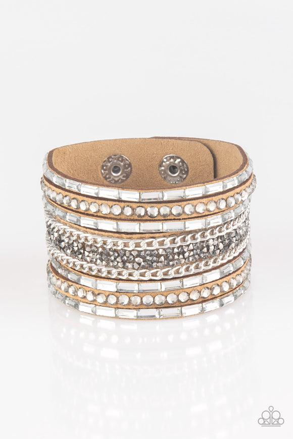 Rhinestone Rumble- Brown Urban Bracelet