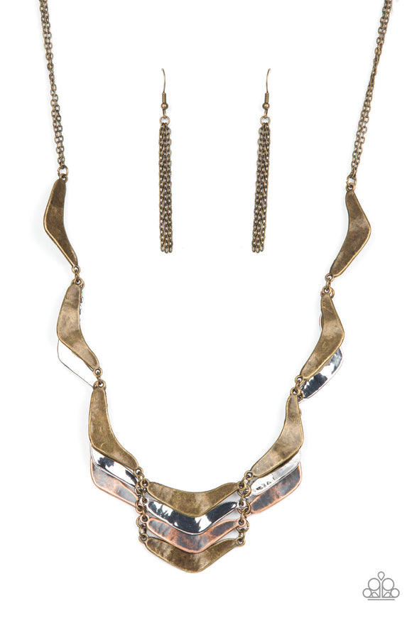 Mixed Metal Mecca - Brass Necklace