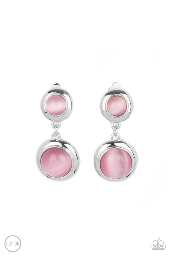 Subtle Smolder - Pink Clip-On Earrings