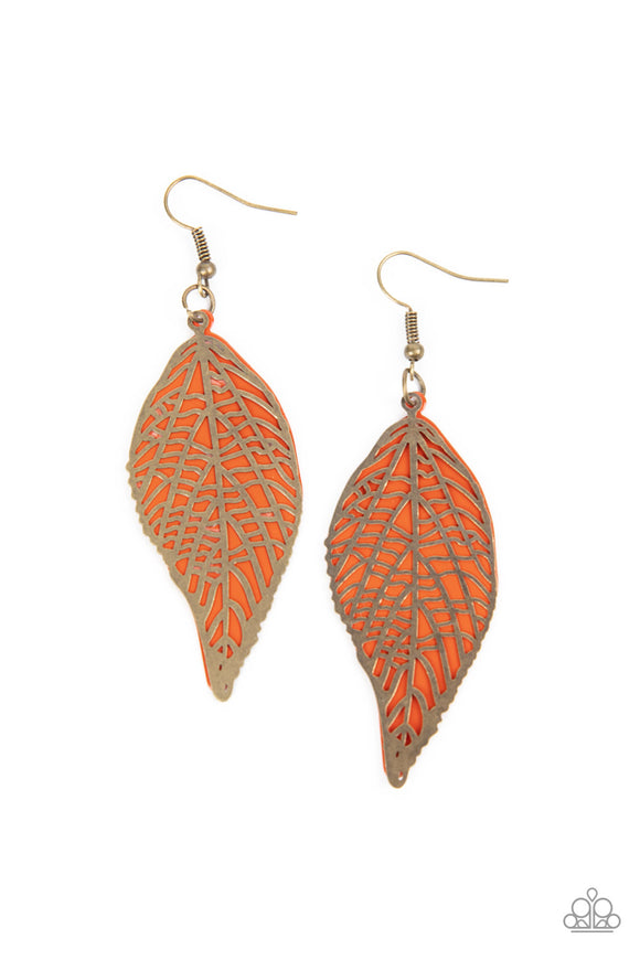 Leafy Luxury - Orange Earrings